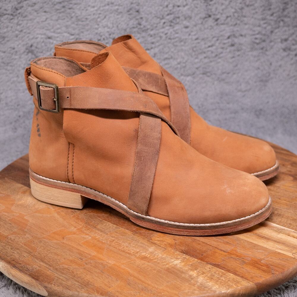 Free People Las Palmas Ankle Bootie Size EU‎ 38 US 7.5 Tan Leather